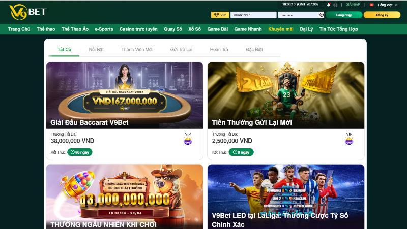 Hướng dẫn nhận khuyến mãi tại V9bet